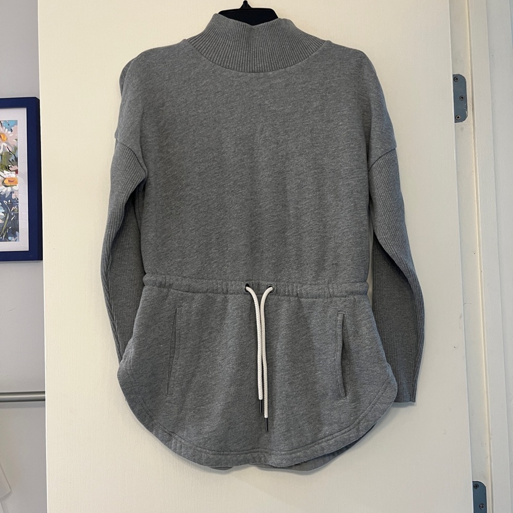 Lou & Grey Turtle Neck, Cinched Waist Gray Oversize Sweater